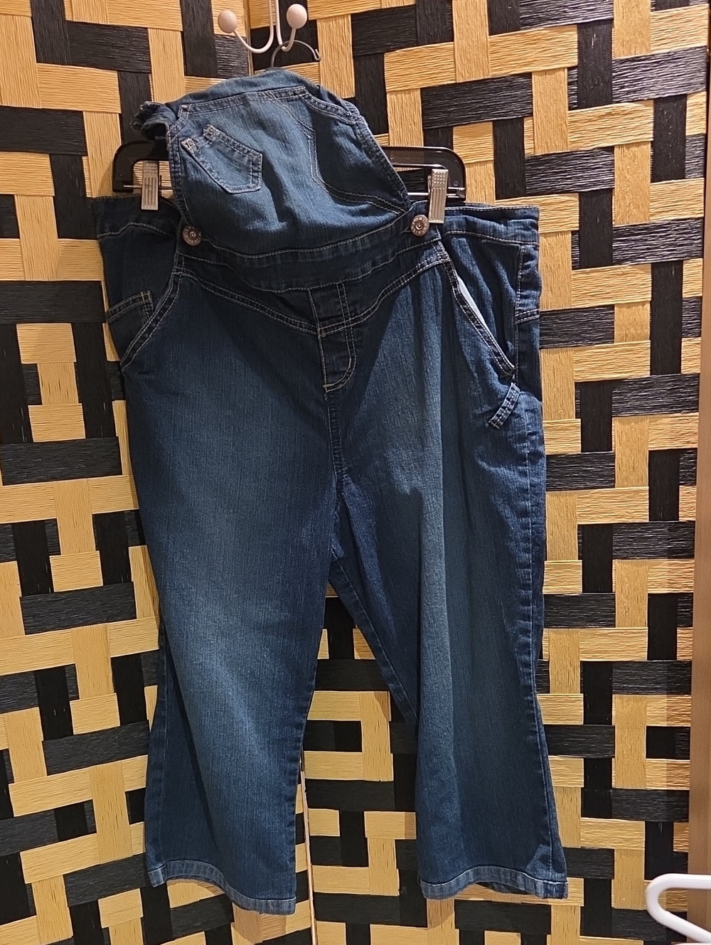 Thyme Maternity Dark Blue Denim Maternity Jumpsuit